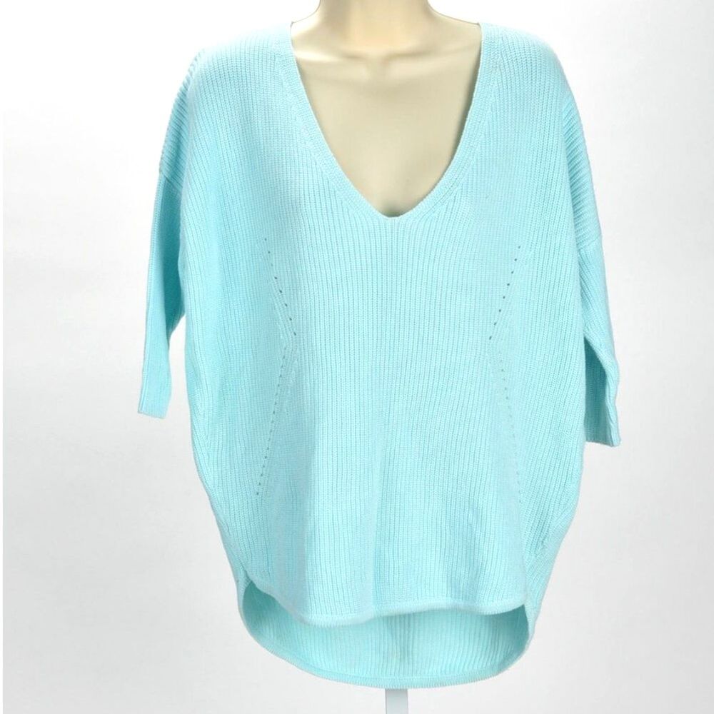 Express 3/4 Sleeve V-Neck Light Blue Lightweight Sweater Size XS